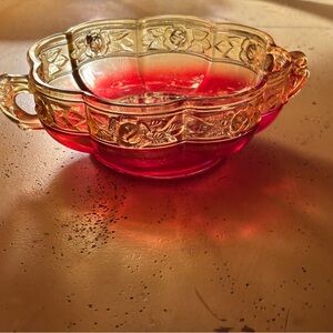 Elegant Red Glass Serving Bowl
